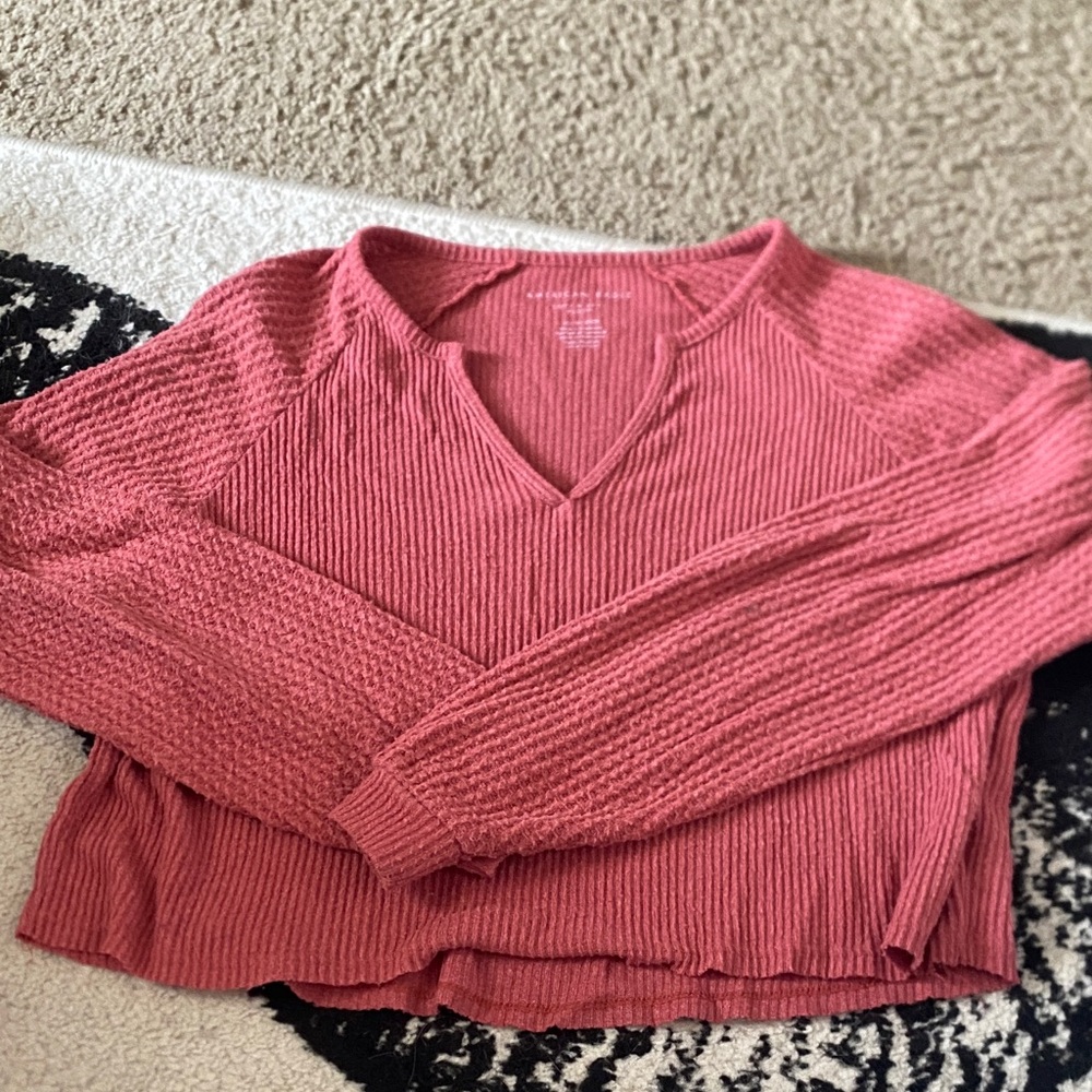 American Eagle Outfitters Ribbed V-Neck long sleeve